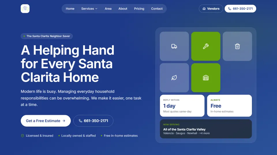 Neighbor Saver Solutions website homepage